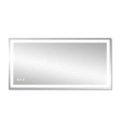48-In X 36-In 4 Strip Defogger And Dimmable Wall Mounted Led Lighted Bathroom Mirror - Image 0