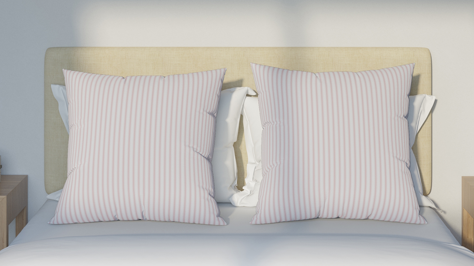 Throw Pillow 26", Pink Classic Ticking Stripe, 26" x 26" - Image 2