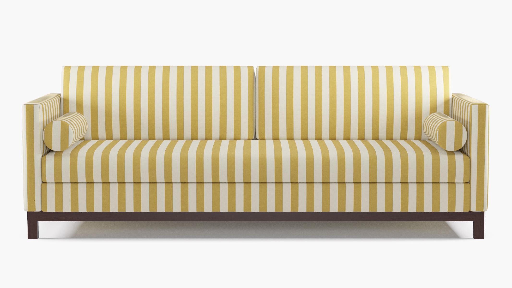 Tailored Tuxedo Sofa, Citrine Cabana Stripe, Espresso Wood Rail - Image 0