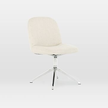 Modern Upholstered Swivel Desk Chair, Saville Flax - Image 0