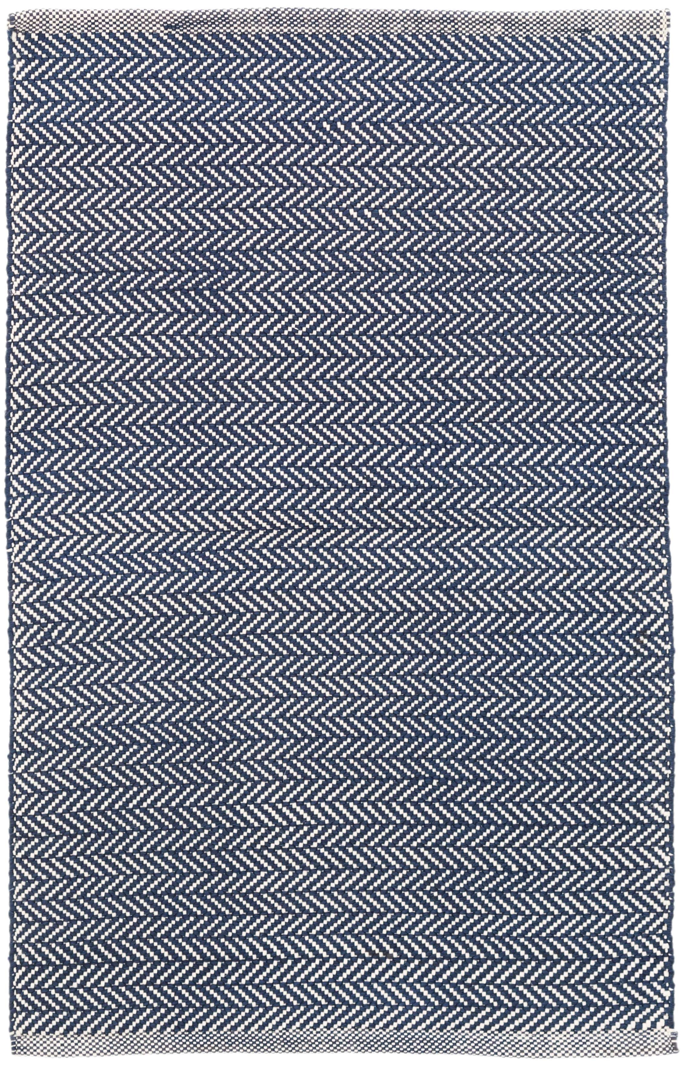 Herringbone Navy/Ivory Handwoven Indoor/Outdoor Rug - Image 0