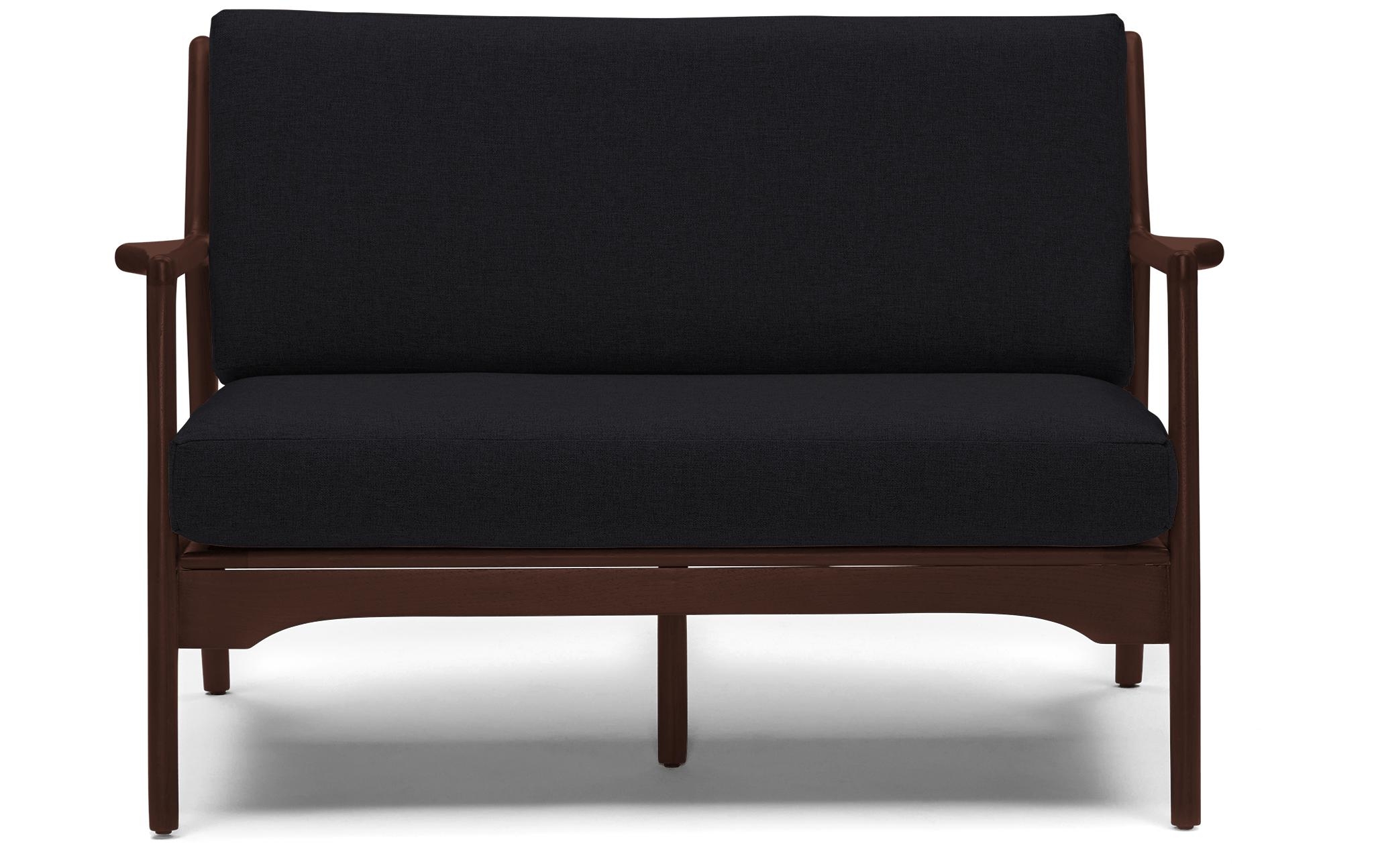 Black Collins Mid Century Modern Loveseat - Royale Gunmetal - Walnut - Image 0