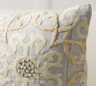 Sawyer Medallion Embroidered Pillow Cover, 22 x 22", Neutral Multi - Image 1
