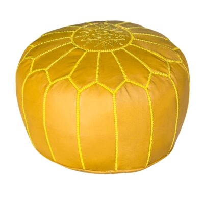 Mustard Moroccan Leather Pouf 20" - Image 0