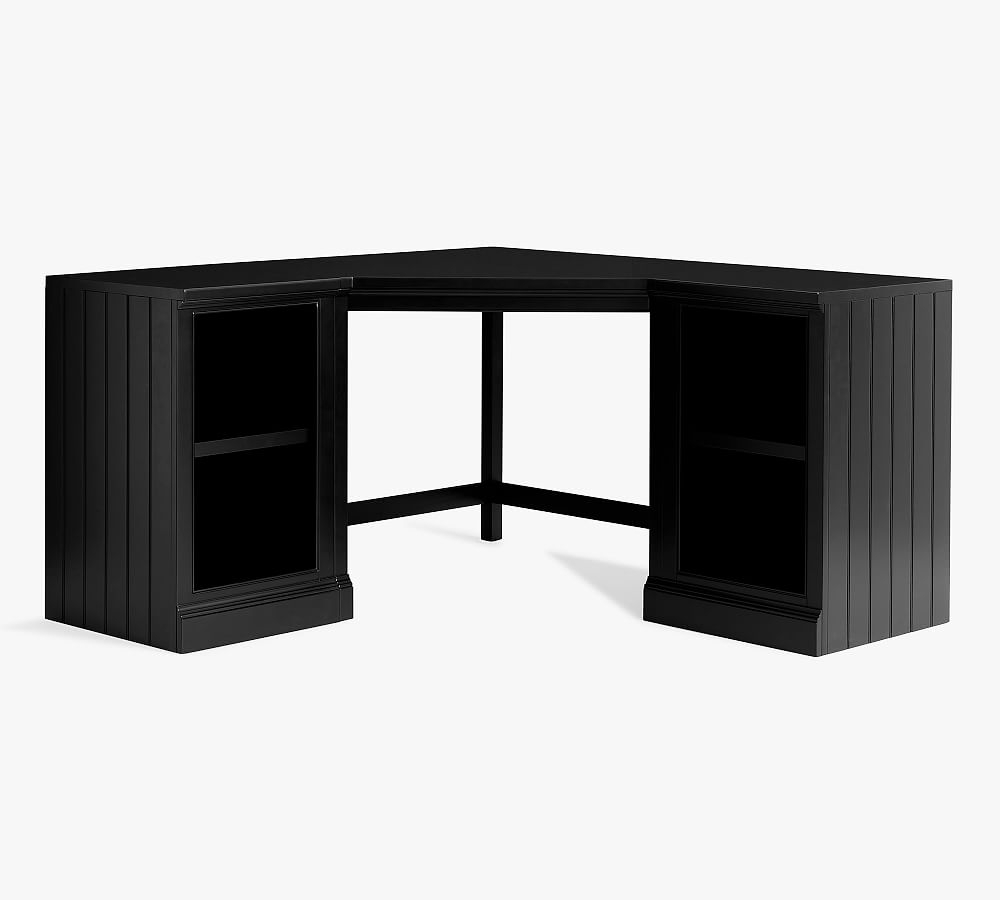 Aubrey Corner Desk with Bookcases, Black - Image 0