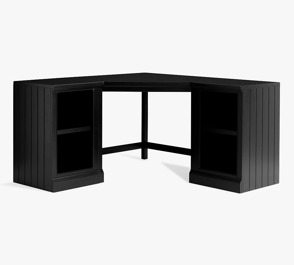 Aubrey Corner Desk with Bookcases, Black Pottery Barn Havenly