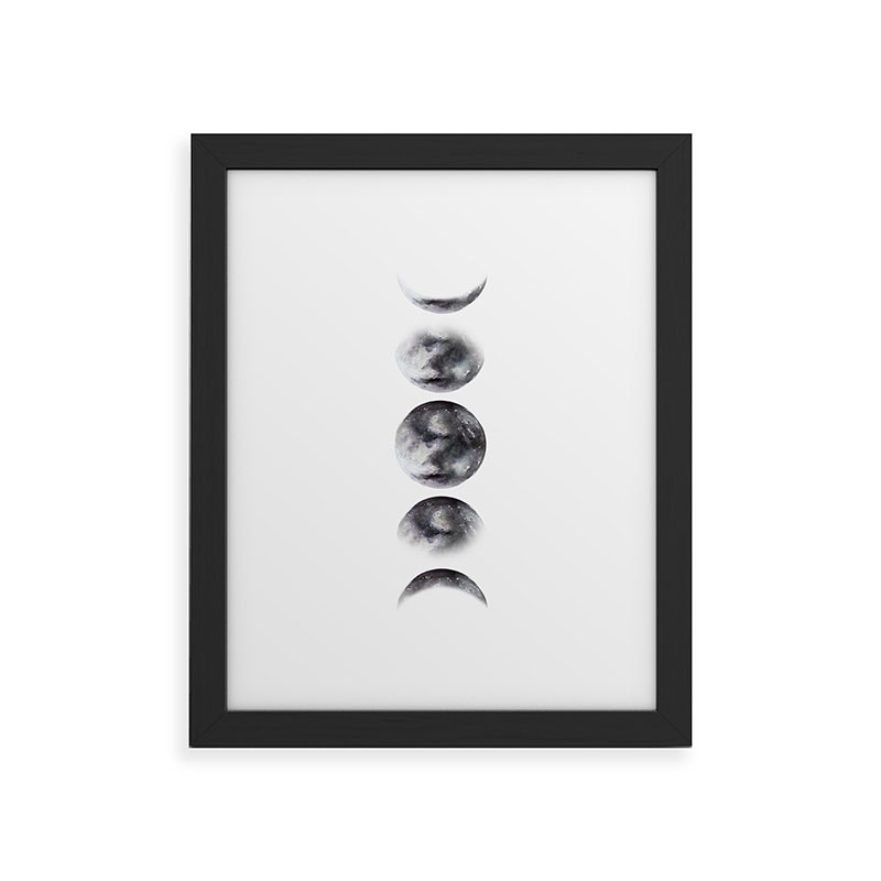 Moon Phases Watercolor Painting by Kris Kivu - Framed Art Print Classic Black 8" x 10" - Image 0