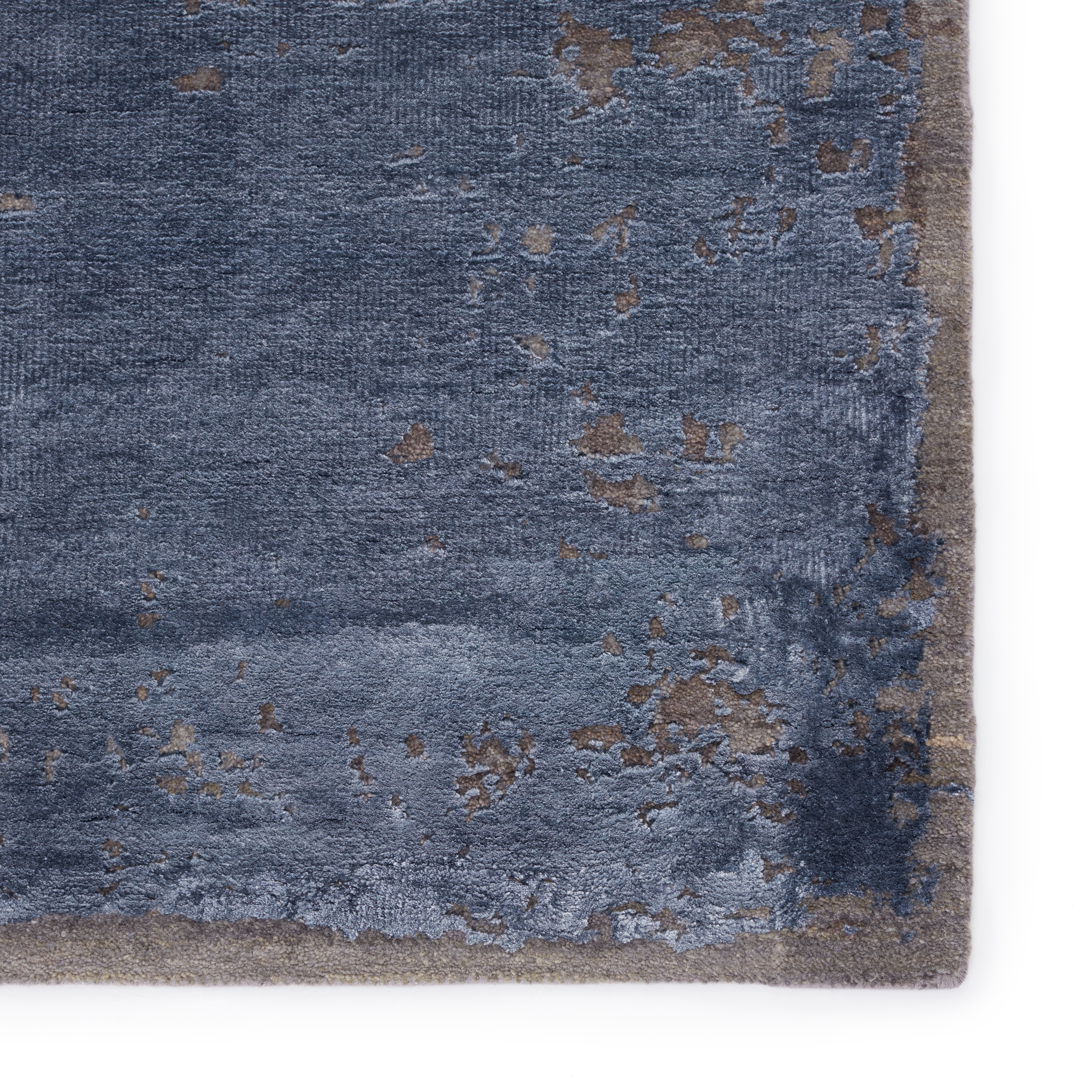 Olga Hand-Knotted Abstract Dark Blue/ Gray Area Rug (9'X12') - Image 3