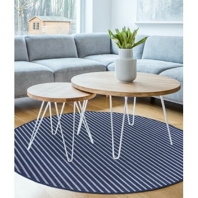 Zainab Striped Blue/White Indoor/Outdoor Area Rug - Image 0