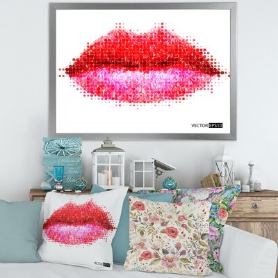 Abstract Red Woman Lips - Modern Canvas Wall Art Print - Image 0