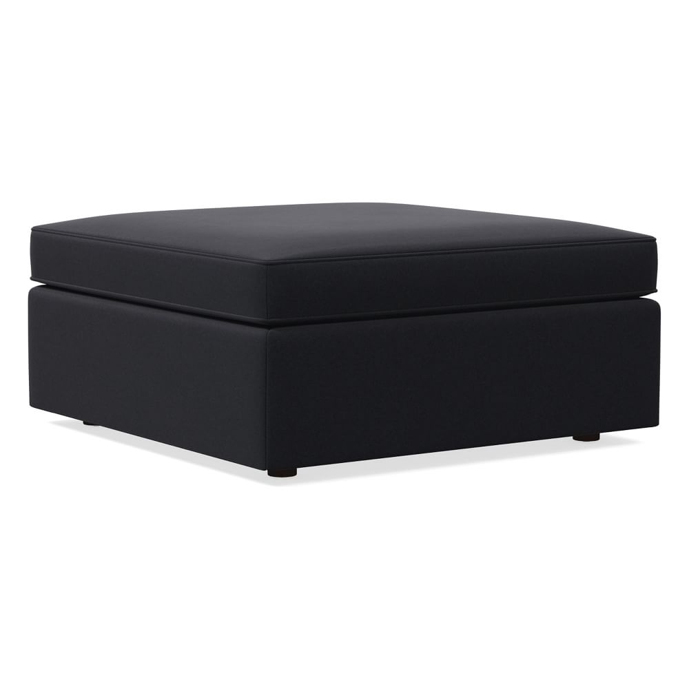 Harris Large Square Ottoman, Poly, Performance Velvet, Black, Concealed Supports - Image 0
