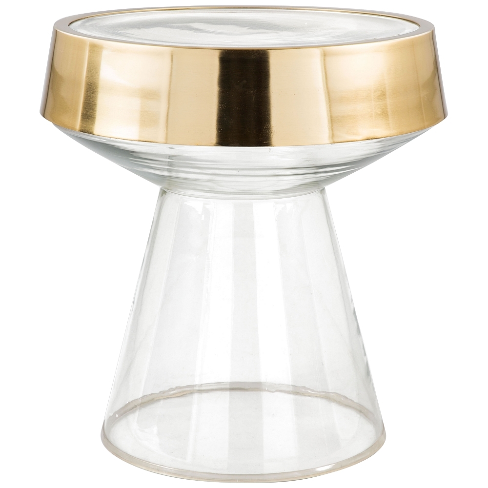 Zuo Skya 15 1/4" Wide Clear Glass and Gold Round Side Table - Style # 95Y01 - Image 0