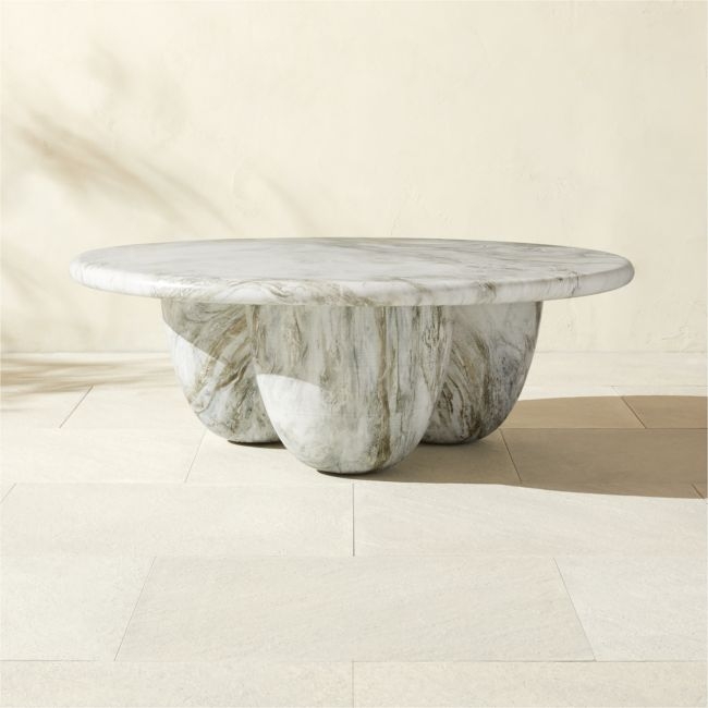 Cova Round Marbled Resin Indoor/Outdoor Coffee Table - Image 0