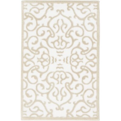 Anah Damask Snow White/Beige Area Rug - Image 0