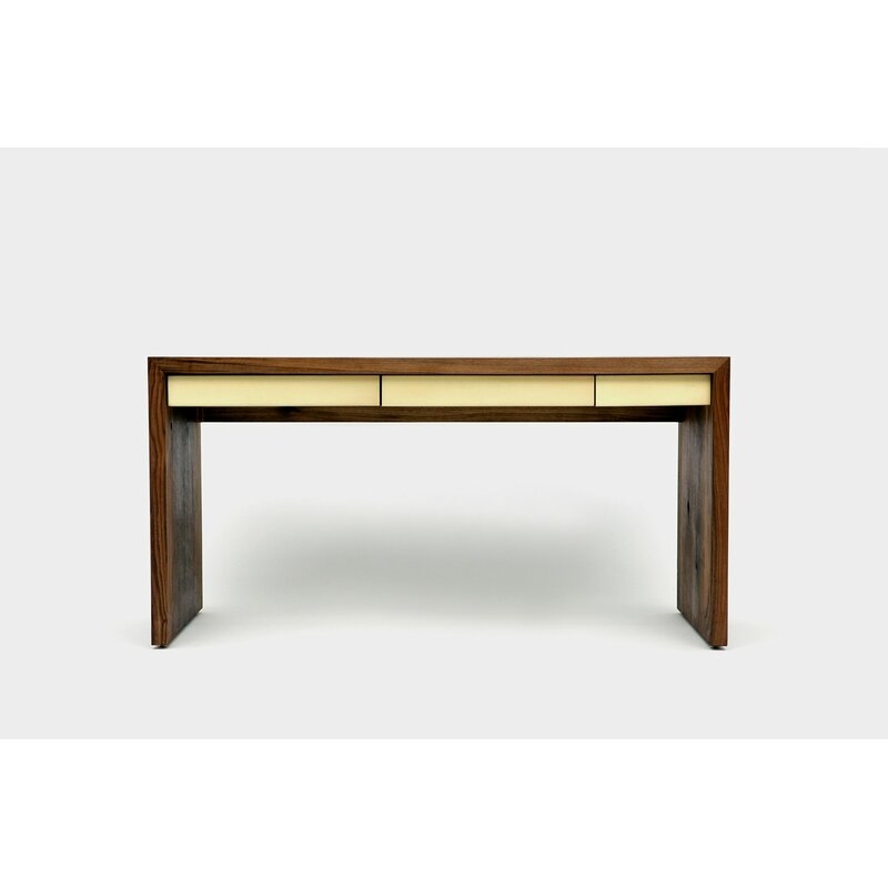 ARTLESS SQM Solid Wood Writing Desk Size: 30" H x 60" W x 30" D, Color: Brushed Gold - Image 0