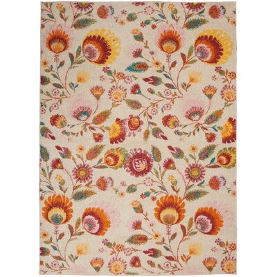 Whittman Floral Beige/Yellow/Red Area Rug - Image 0