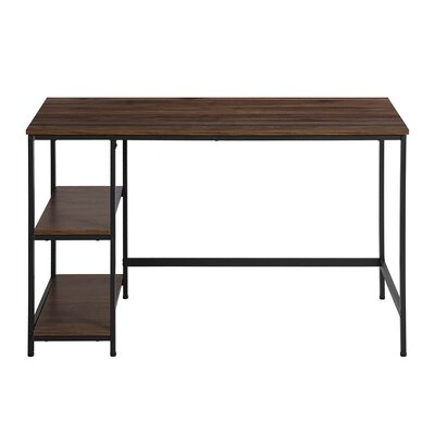 Home Office Writing Computer Desk With 2 Layers, Walnut - Image 0