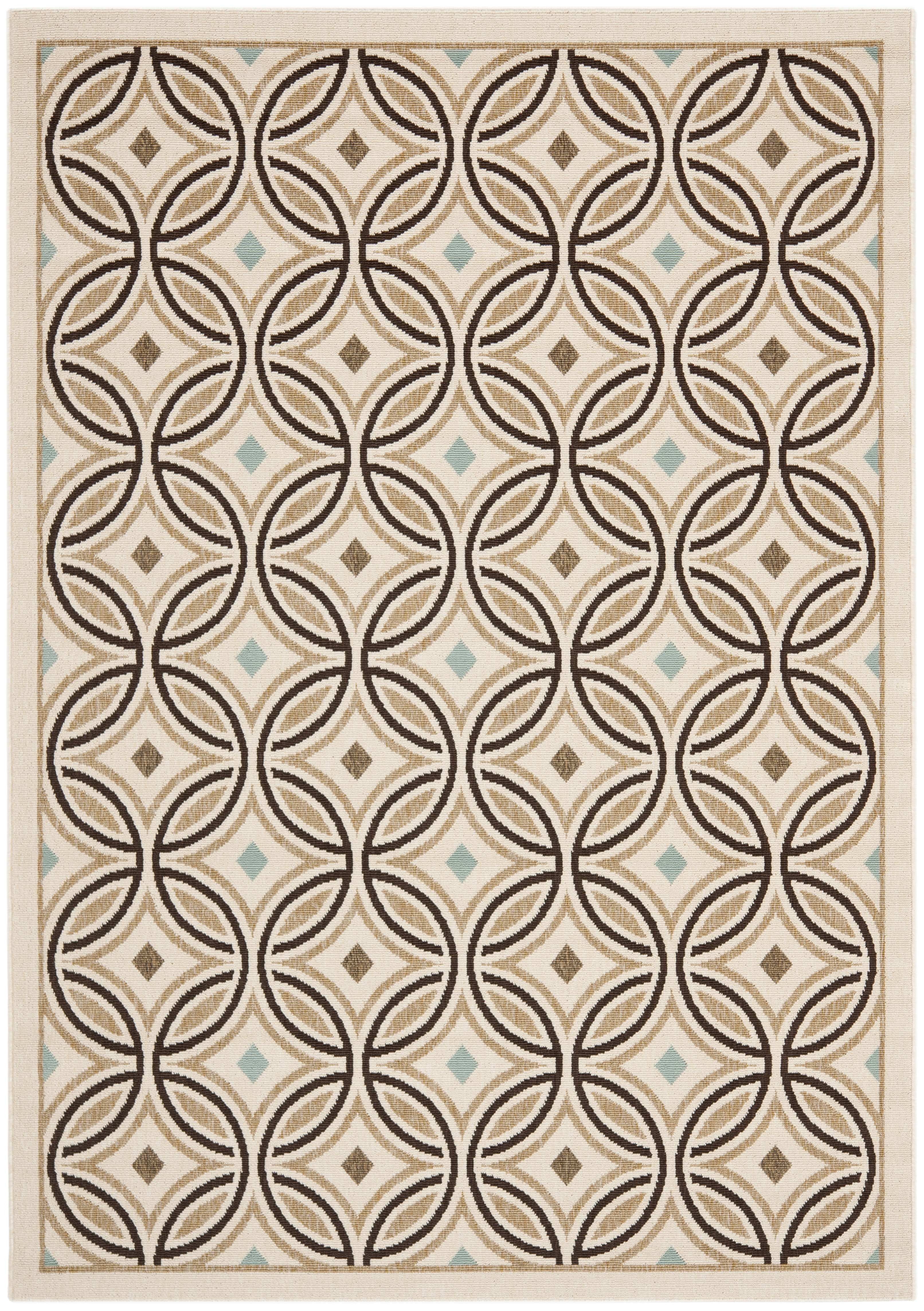 Arlo Home Indoor/Outdoor Woven Area Rug, VER047-0212, Cream/Chocolate,  5' 3" X 7' 7" - Image 0