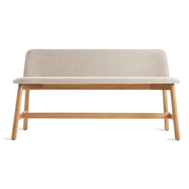 Blu Dot Chip Upholstered Bench Color: White Oak/Tait Stone - Image 0