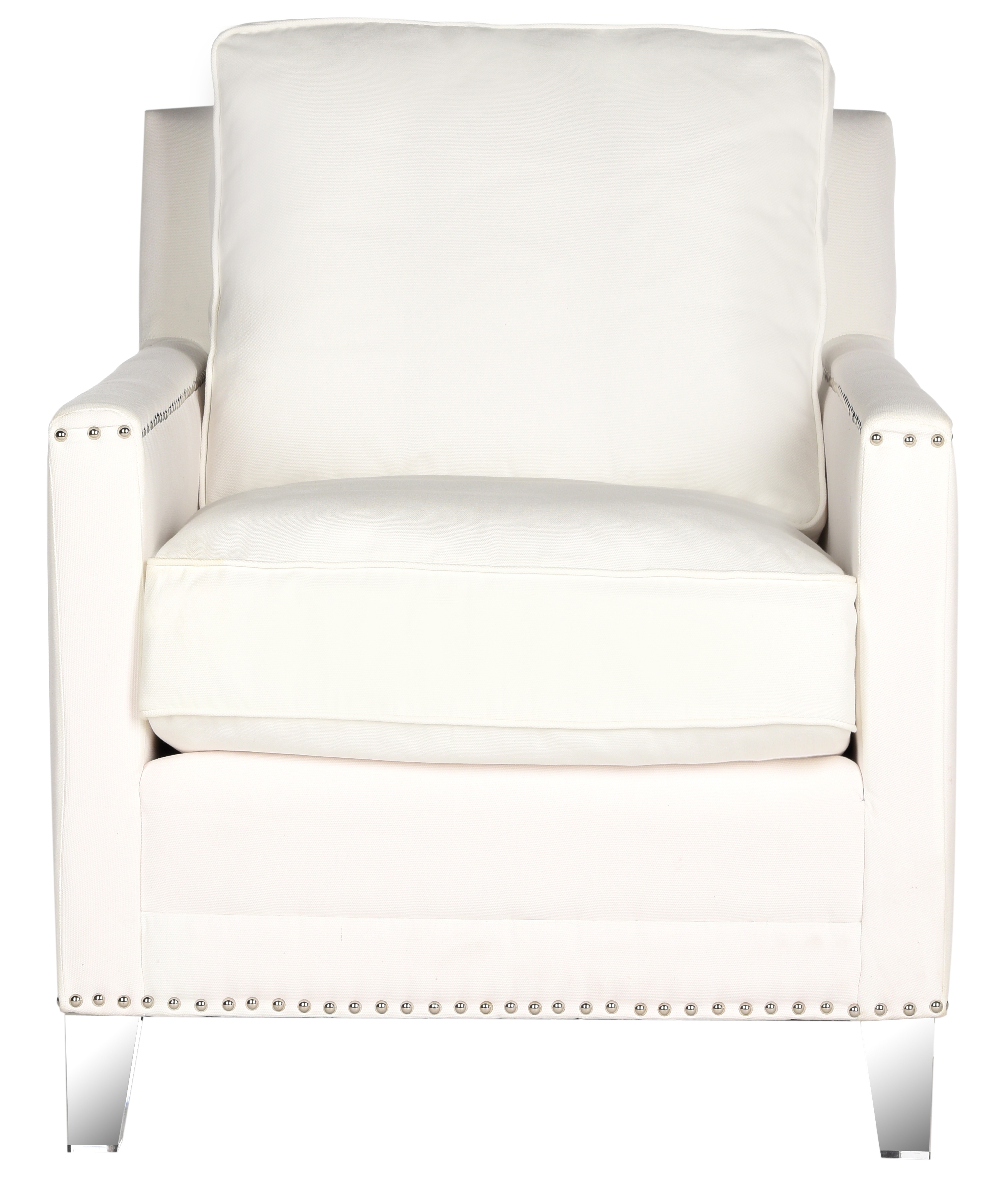 Hollywood Glam Tufted Acrylic White Club Chair W/ Silver Nail Heads - White/Clear - Safavieh - Image 0