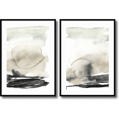 Framed Art Print 'Ebony Horizon Triptych  - Set Of 2' By Jennifer Goldberger - Image 0