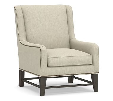 Berkeley Upholstered Armchair, Polyester Wrapped Cushions, Chenille Basketweave Oatmeal - Image 0