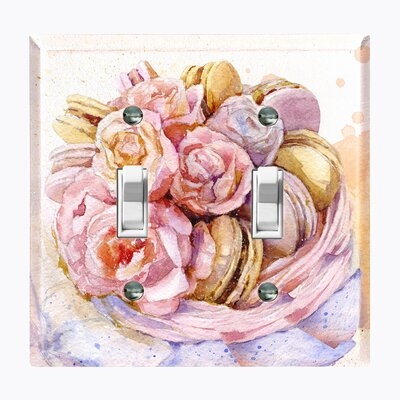 Metal Light Switch Plate Outlet Cover (Macaron Flower - Double Toggle) - Image 0