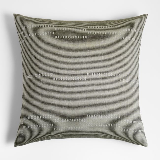 Airlie 30"x30" Sage Dobby Stripe Throw Pillow with Feather Insert - Image 0