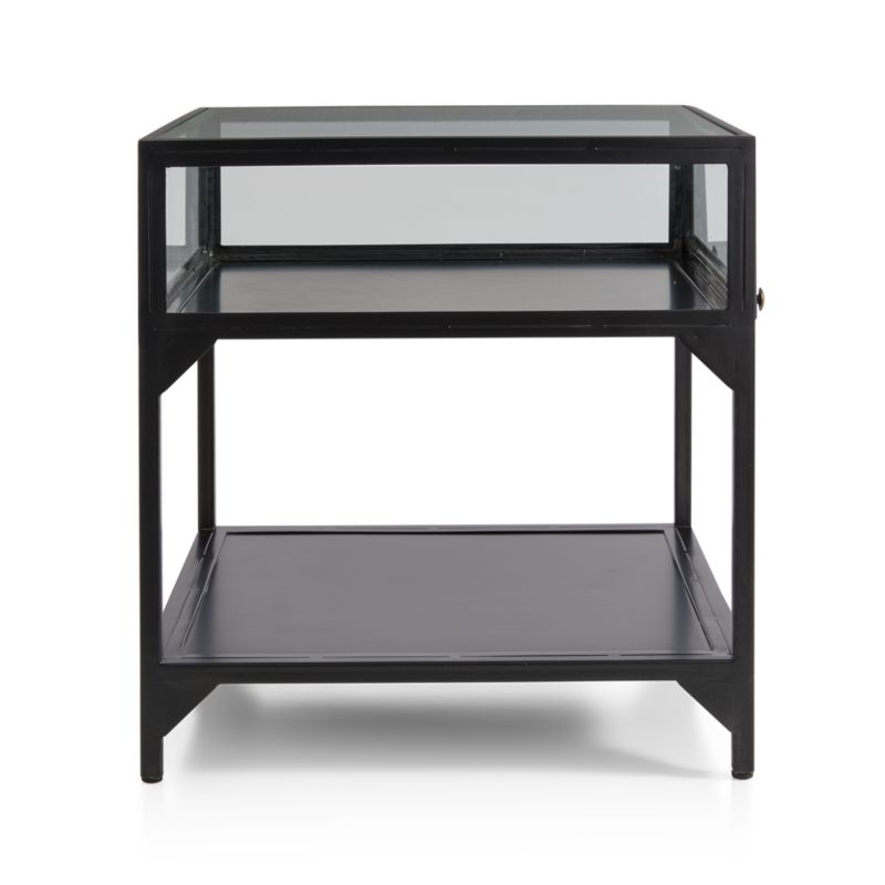 Ventana Black Glass Display End Table with Shelf - Image 4