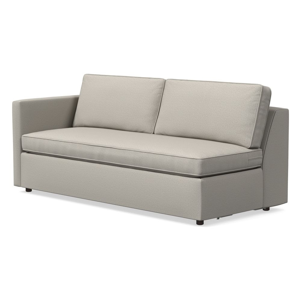 Harris Petite Left Arm 75" Sofa Bench, Poly, Basket Slub, Pearl Gray, Concealed Supports - Image 0
