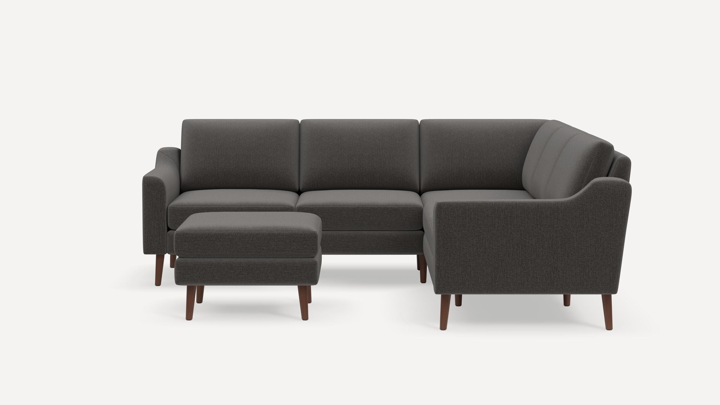 Nomad 5-Seat Corner Sectional with Ottoman - Heather Charcoal - Performance Chenille / Walnut - Wood / Slope - Image 0