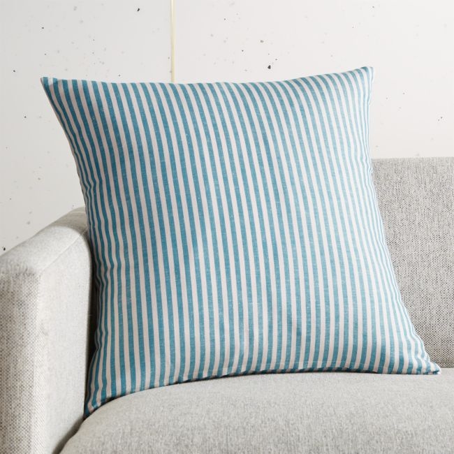 18" Costa Nova Linen Stripe Pillow with Down-Alternative Insert - Image 0