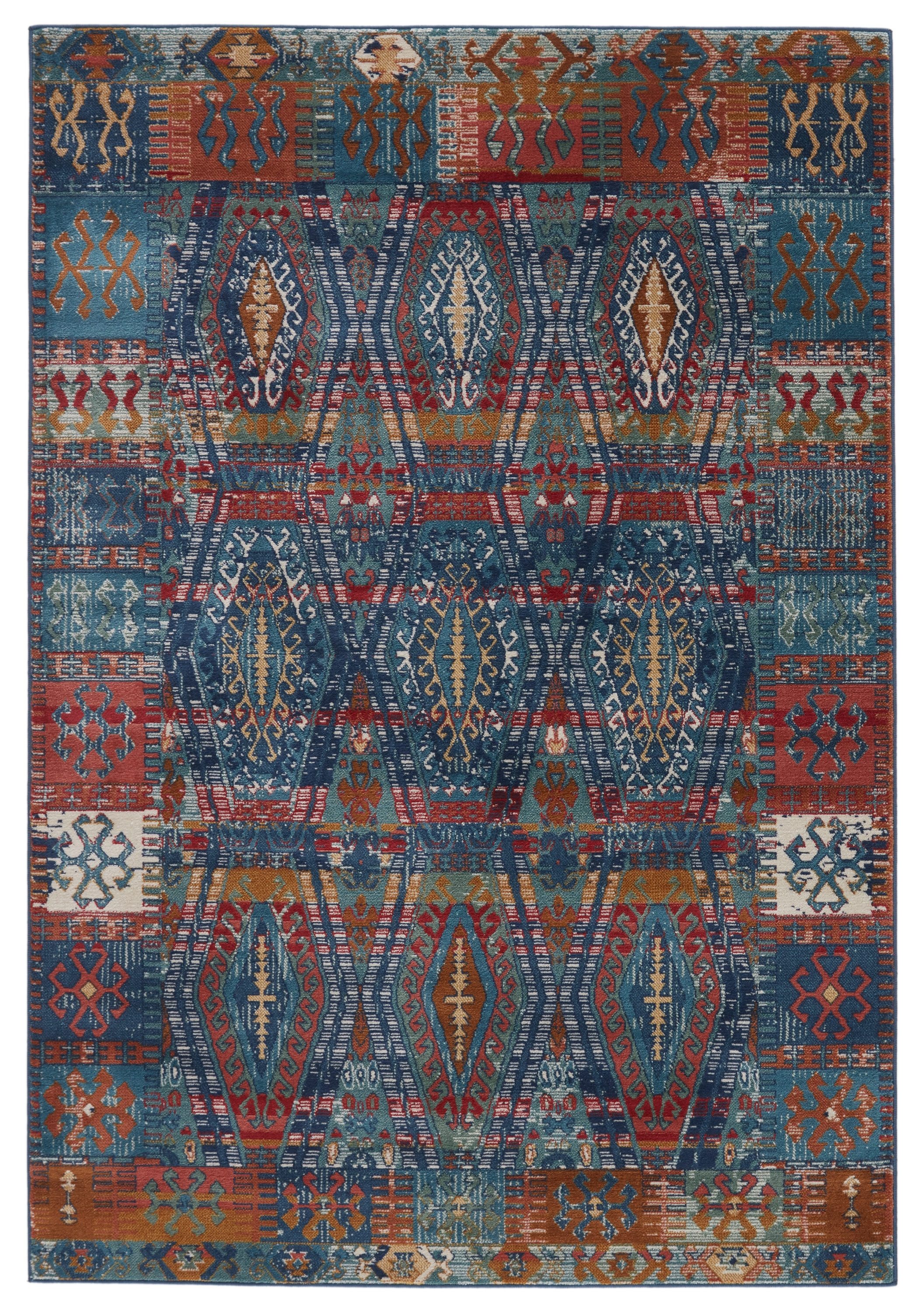 Vibe By Miron Trellis Blue/ Red Area Rug (7'6"X9'6") - Image 0