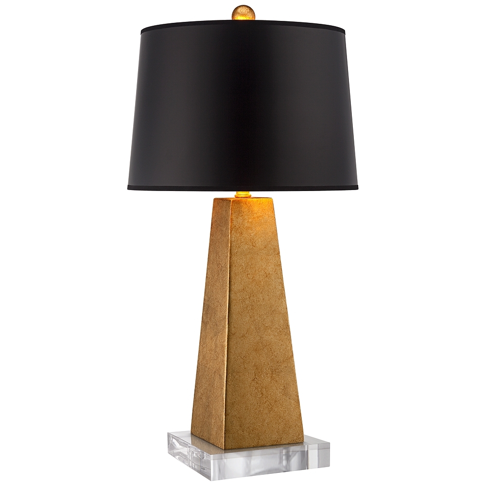 Possini Euro Obelisk 27 1/2" Gold Leaf Table Lamp with Square Riser - Image 0