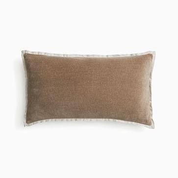 Classic Cotton Velvet Pillow Cover, 12"x21", Mocha - Image 0