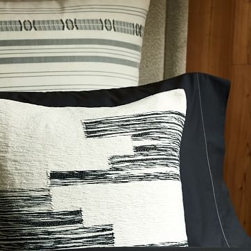 Cotton Variegated Colorblock Pillow Cover, 18" x 18", Black - Image 2