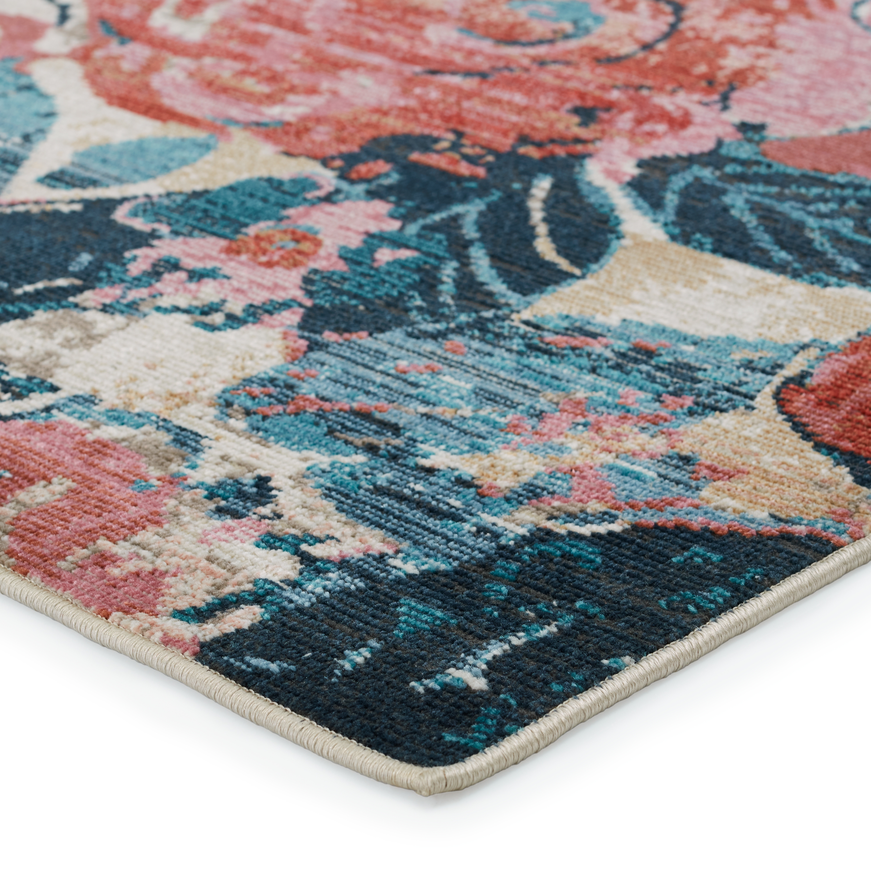 Vibe By Illiana Indoor/ Outdoor Floral Pink/ Blue Area Rug (4'X5'7") - Image 1