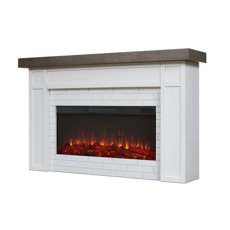 Cravenhall White and Brown Wood Electric Fireplace - Image 3