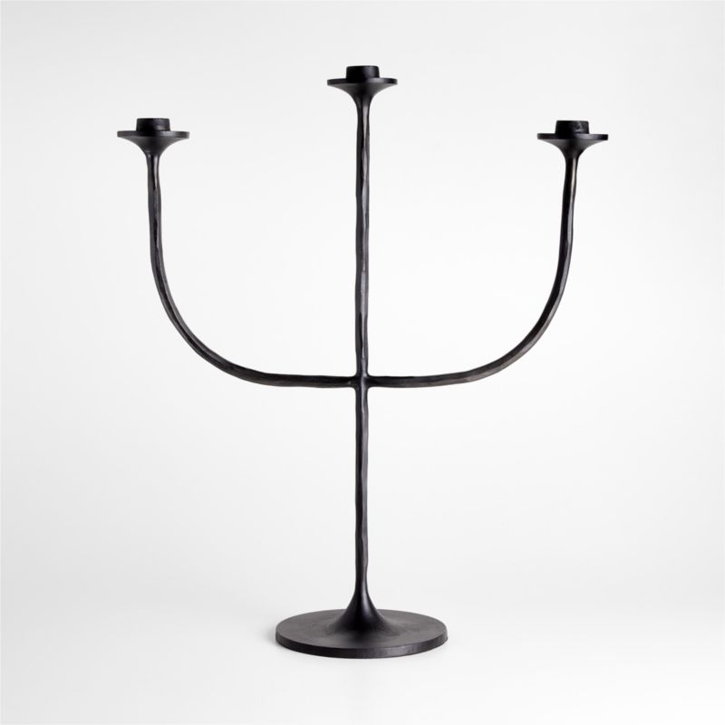 Maloy Black Metal Trident Candelabra - Image 1
