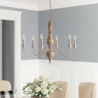 Tacoma 6 - Light Candle Style Classic / Traditional Chandelier with Wood Accents - Image 0