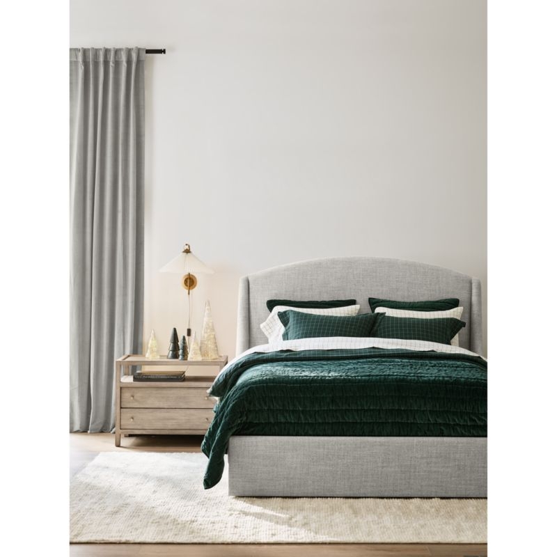 Lafayette 48" Mist Grey Upholstered Queen Headboard with Storage Bed Base - Image 1