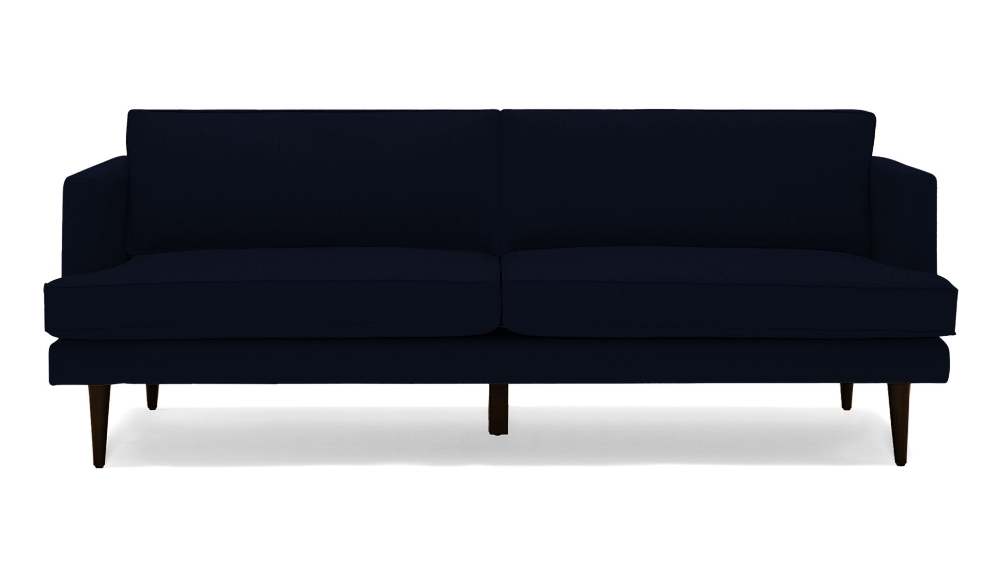 Blue Preston Mid Century Modern 86" Sofa - Bentley Indigo - Mocha - Image 0