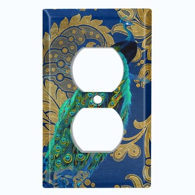 Metal Light Switch Plate Outlet Cover (Peacock Blue Silk - Single Duplex) - Image 0