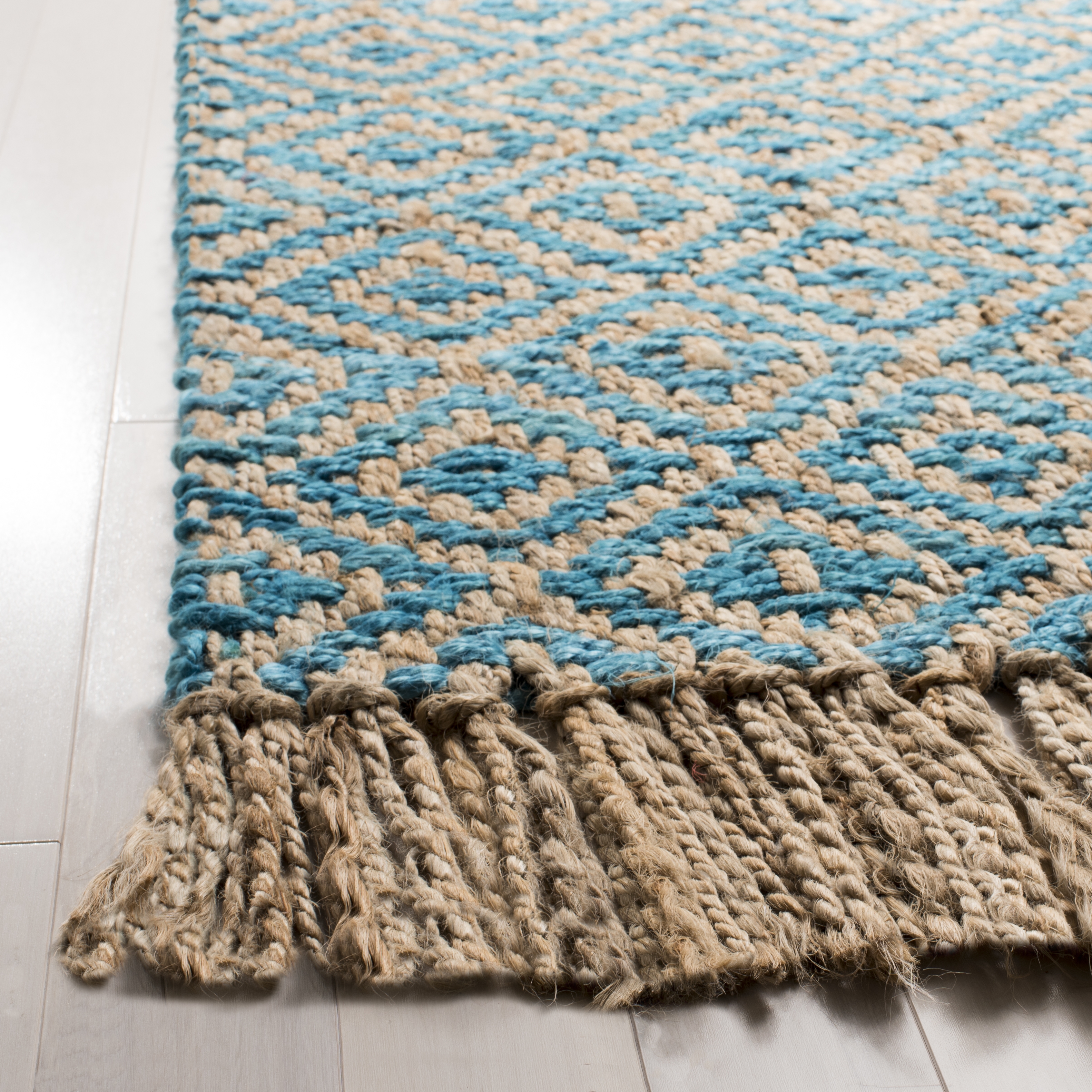 Arlo Home Hand Woven Area Rug, NF266C, Turquoise/Natural,  5' X 8' - Image 2