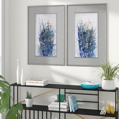 'Indigo Florals' by Tim OToole - 2 Piece Picture Frame Print Set on Paper - Image 0