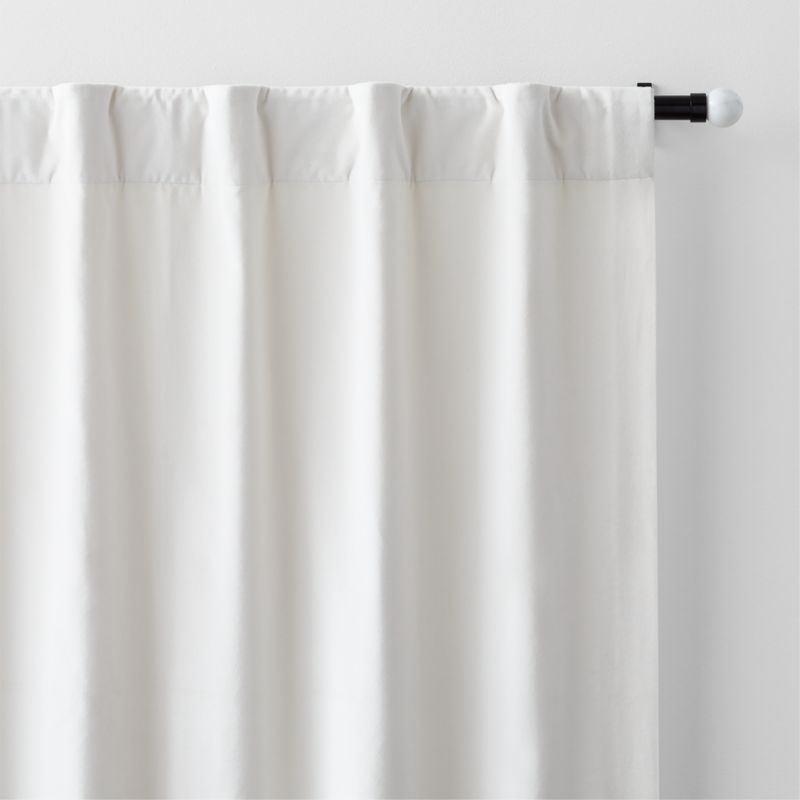 Ivory Cotton Velvet Window Curtain Panel with Lining 48"x84" - Image 1