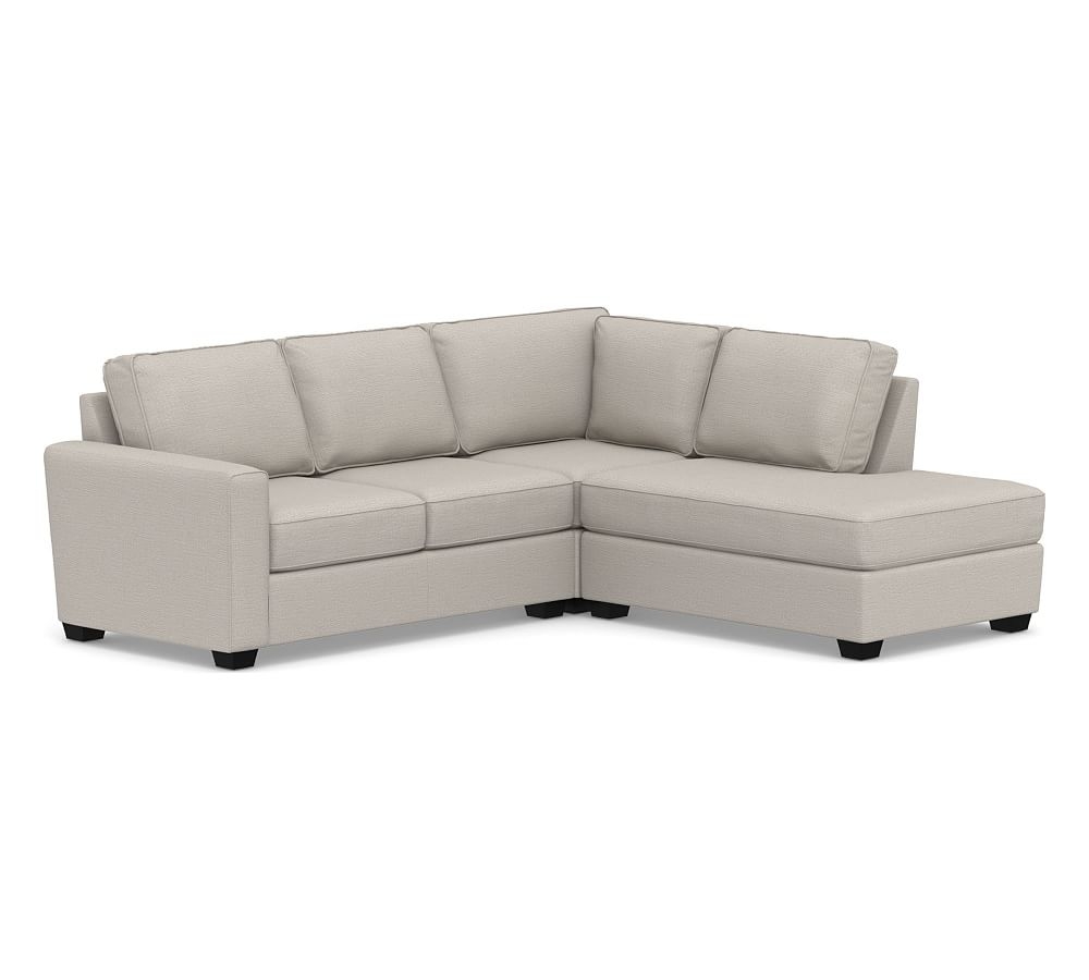 SoMa Fremont Square Arm Upholstered Left 3-Piece Bumper Sectional, Polyester Wrapped Cushions, Chunky Basketweave Stone - Image 0