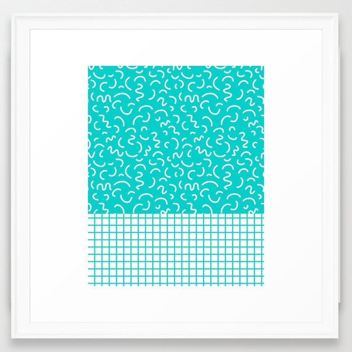 Hockney - Bright Blue, Memphis, 80s, 90s, Swimming Pool, Summer Turquoise Design Cell Phone, Phone Framed Art Print by Charlottewinter - Scoop White - Medium(Gallery) 20" x 20"-22x22 - Image 0