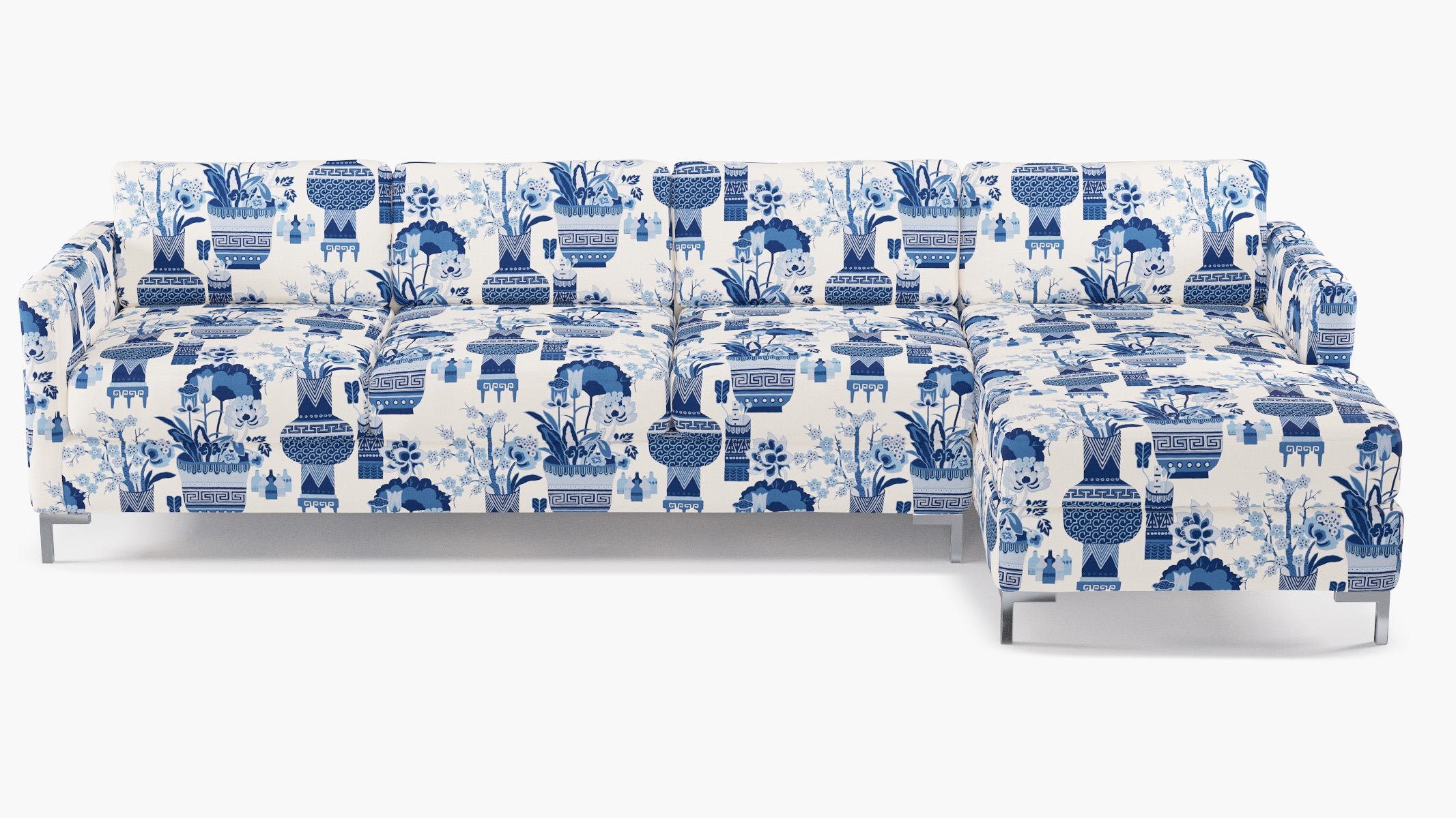 Modern Sectional, Right Facing, Delft Kan-Shie, Chrome L Leg - Image 0