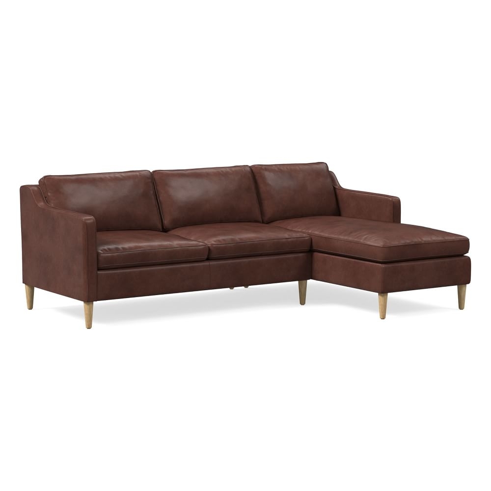 Hamilton 93" Right 2-Piece Chaise Sectional, Charme Leather, Oxblood, Almond - Image 0